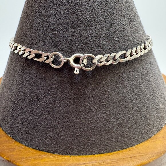 VTG Sterling Silver 925 Figaro Link Chain Bracelet Spring Ring Clasp 7.5" Length - Picture 2 of 9